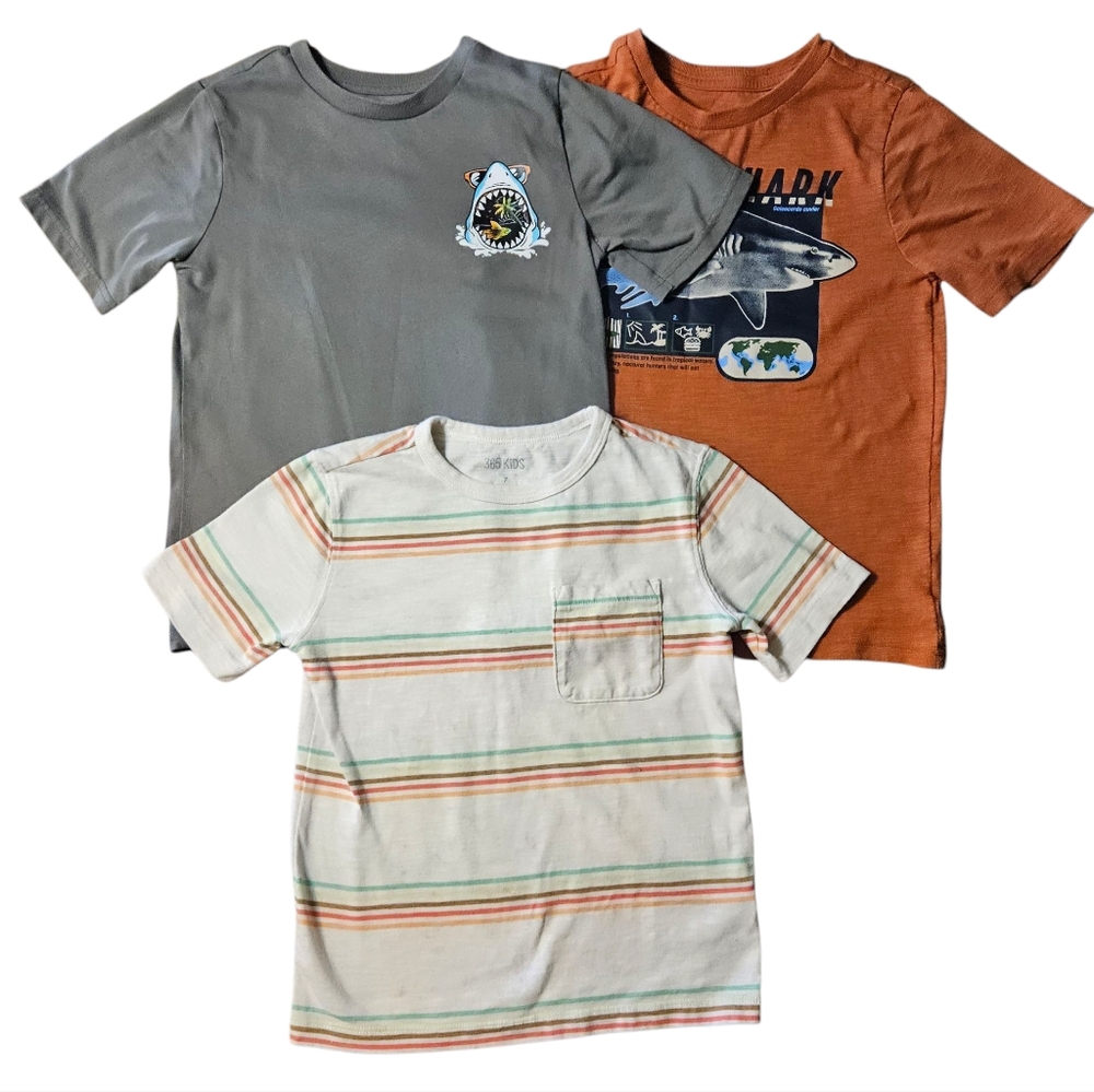 SET OF 3- "365" Kids Summer Shark Graphic Tshirts from GARANIMALS- Size 7